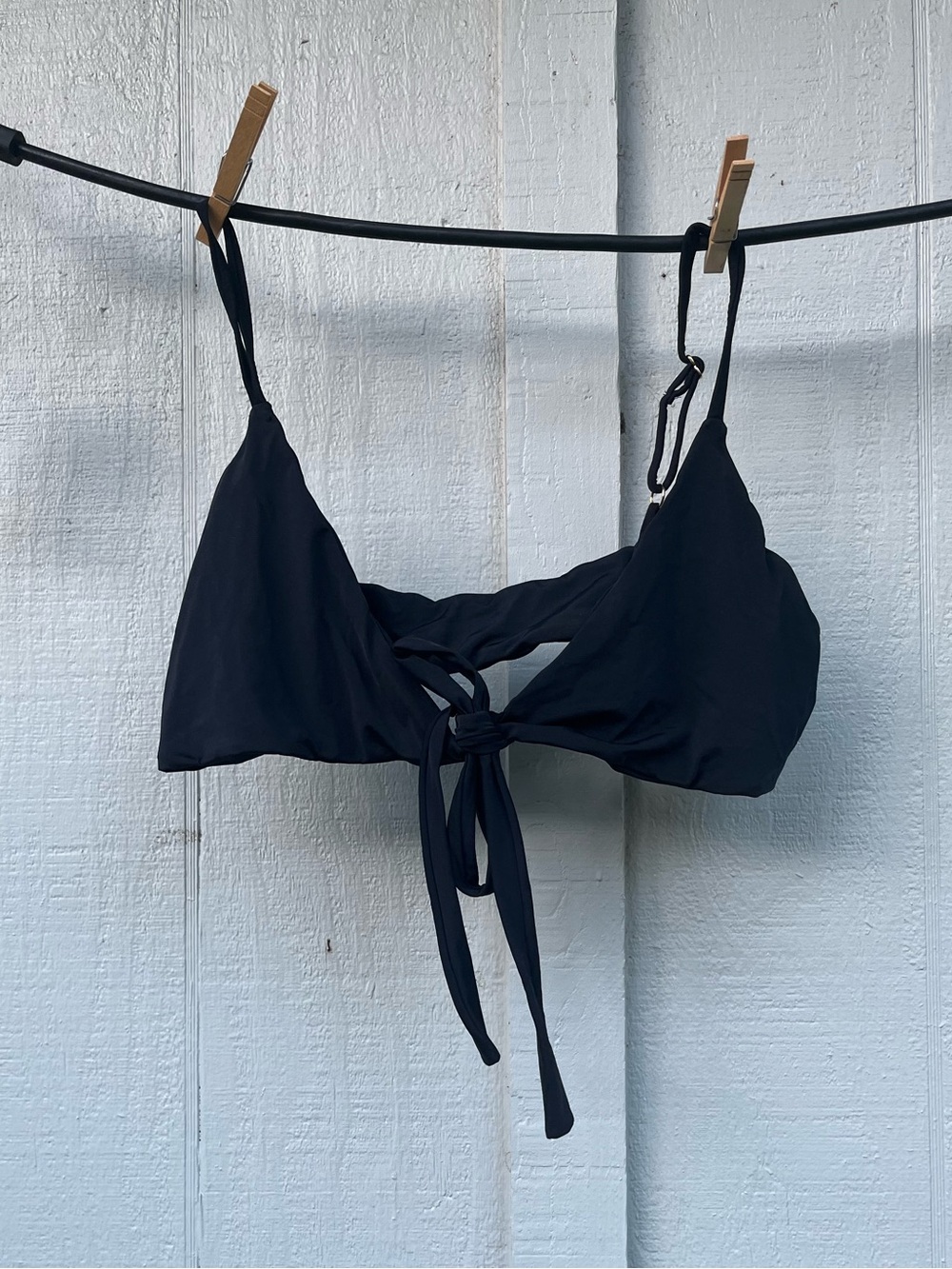 San Lorenzo Black Tie-Front Bikini Top